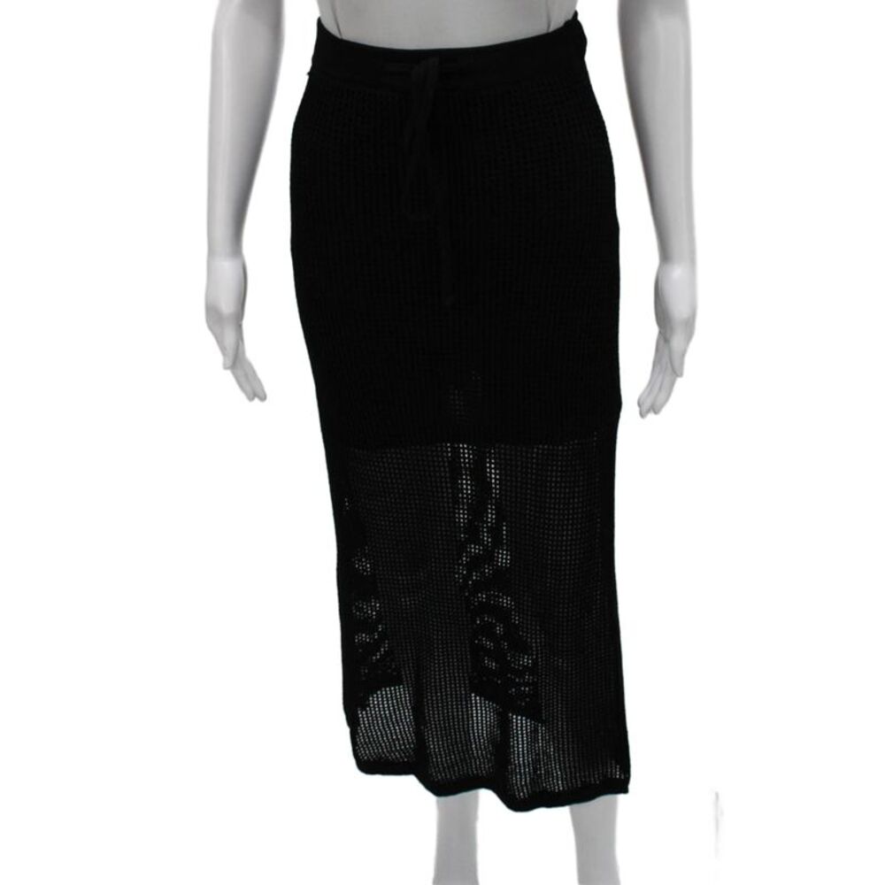 Miou Muse Womens Maxi Skirt Black Viscose Drawstring Size S
